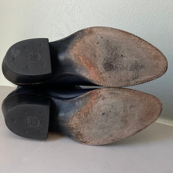 Dan Post Vintage Black Cowboy Boots Stitch Embroidery Pointed Toe Men Sz 8.5 EW - Picture 10 of 16